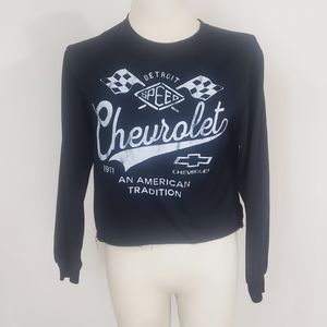 GM Chevrolet Black Cut Off Sweatshirt Top Sz. M
